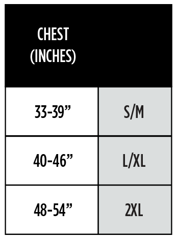 STOHLQUIST EDGE PFD SIZE CHART