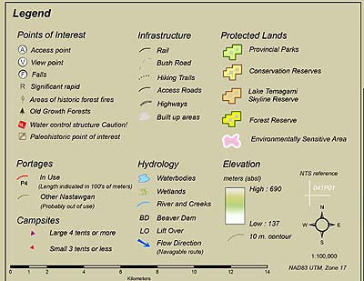 Temagami Adventure Planning Map: LEGEND
