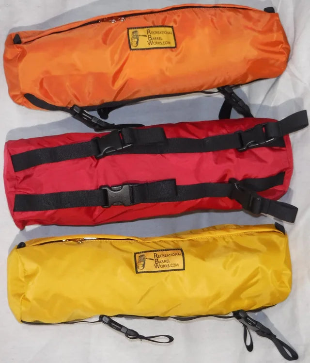 Recreational Barrel Works Barrel Pouch: Three (3) colors makes it easy to sort (orange, yellow, red)