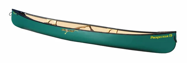 Esquif 15' Prospector T-Formex Canoe:  Crafted from T-Formex, the Prospector 15 boasts durability, impact resistance, and lightweight handling. This advanced material ensures the canoe can withstand the rigors of frequent use in various water conditions.